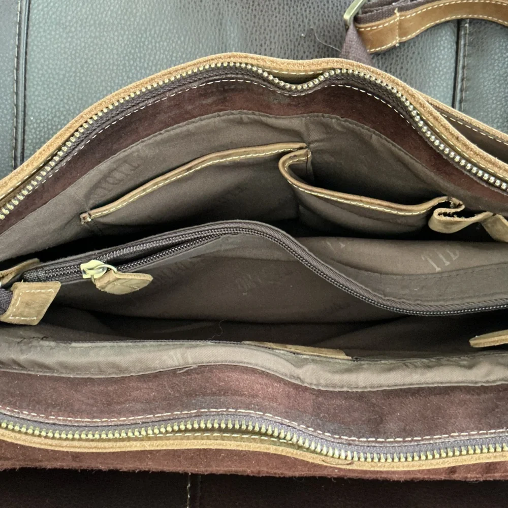 Tiding Brown Leather Messenger Bag